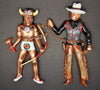 Rice Weiner DeMille Cowboy Indian Chatelaine Figurals 1940s - Mink Road Vintage Jewelry