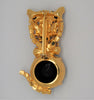 Caviness Black Cat Ruby Eyes Vintage Rhinestone Costume Figural Pin Brooch