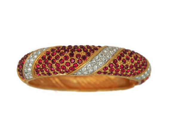 Camrose JBK Luxury Scarlet & Ice Rhinestone Gold Tone Cuff Vintage Bracelet
