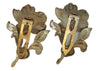 Art Deco Dress Clips Floral Pot Metal Matching Vintage Figural Pin Brooch Set