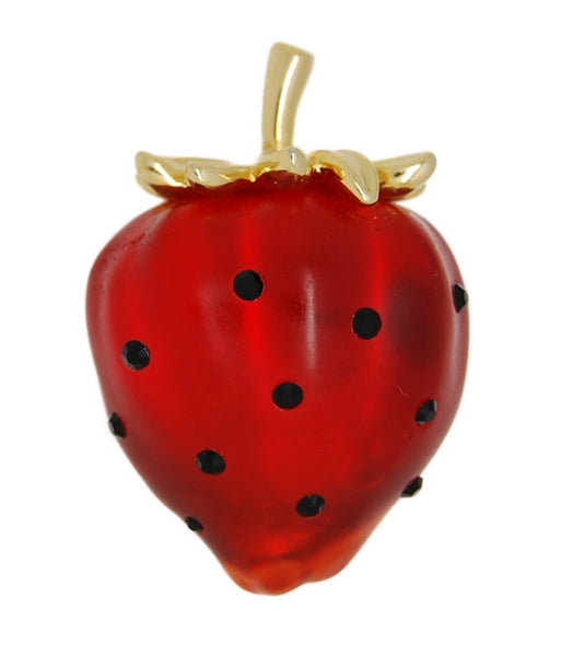 KJL Strawberry Translucent Lucite Vintage Figural Pin Brooch