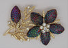 Francois Coro Iridescent Purple Blue Waffle Stones Vintage Brooch & Earrings