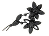 Weiss Jet Black Mourning Double Flower Floral Vintage Figural Brooch