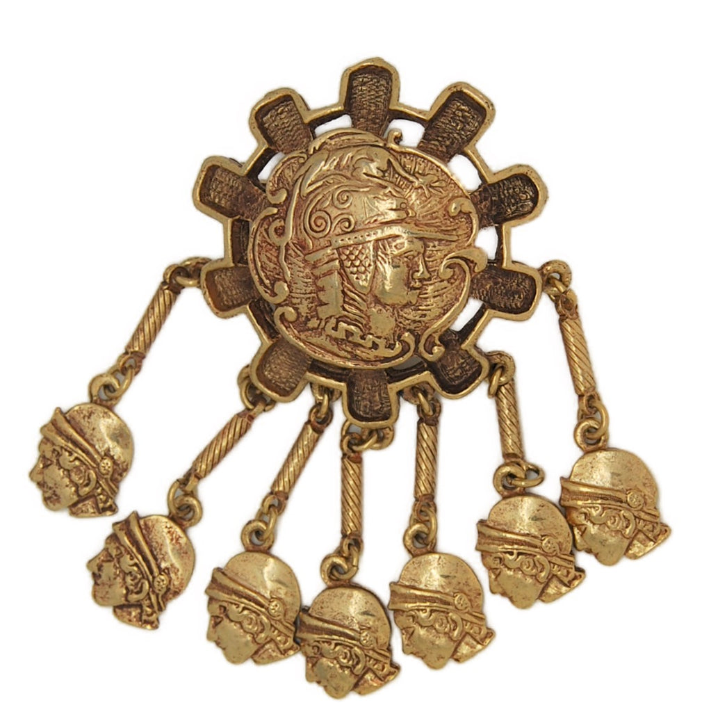Carnegie Gladiator Warrior Dangle Vintage Figural Pin Brooch