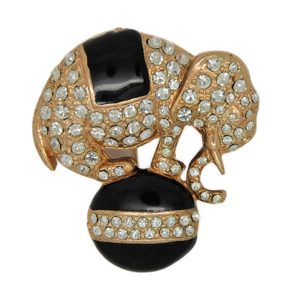 Carolee Circus Elephant Pave Rhinestone Vintage Figural Brooch