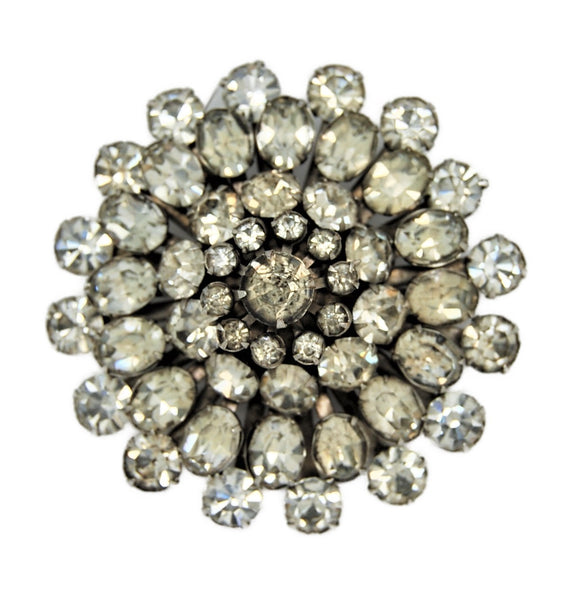 Coro Starburst Rhinestone Paste Circle Dimensional Vintage Pin Brooch - 1940s