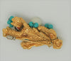 Castlecliff Coral Turquoise Beads Pearls Vintage Costume Figural Pin Brooch