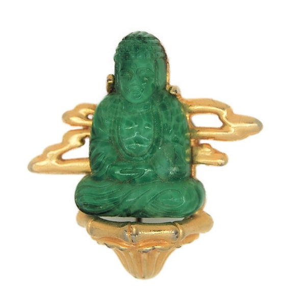 Sphinx Jade Cloud Sitting Buddha 9980 Vintage Figural Pin Brooch