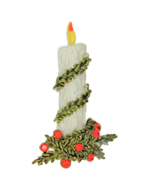 ART Holiday Christmas Garland Candle Vintage Figural Pin Brooch