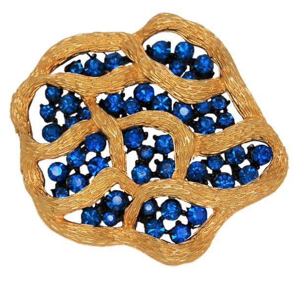 Vendome Sapphire Blue & Gold Plate Sealife Vintage Figural Pin Brooch