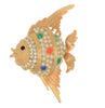 Ciner Pearl Coral & Jade Fish Vintage Costume Figural Pin Brooch
