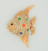 Ciner Pearl Coral & Jade Fish Vintage Costume Figural Pin Brooch