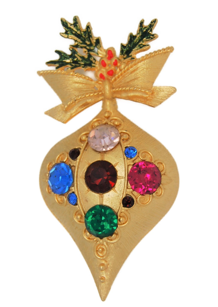 Doddz Holly Christmas Holiday Ornament Vintage Figural Brooch