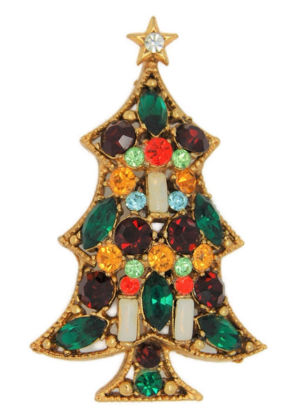 Regency Christmas Holiday Candle Tree Vintage Figural Costume Brooch