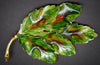 Weiss Floral Enamel Leaf Brooch - Mink Road Vintage Jewelry