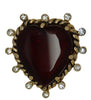 Ruby Red Cut Glass Framed Heart Vintage Figural Pin Brooch