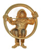 Circus Clown Gold Plate Rhinestone Vintage Figural Pin Brooch