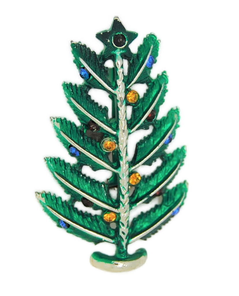 Christmas Branch Rhinestone Ornaments Tree Vintage Figural Brooch