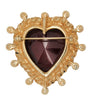 Ruby Red Cut Glass Framed Heart Vintage Figural Pin Brooch