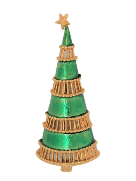Christmas Askew Star Green & Gold Garland Tree Vintage Figural Brooch