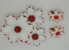 Weiss Red White Flower Power Vintage Figural Brooch & Earrings Set