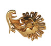 Carnegie Floral Horn Turquoise & Rhinestones Gold-Tone Vintage Figural Brooch