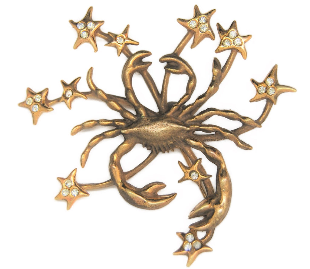 Vale Stevens Crab July Horoscope Vintage Costume Figural Pin Brooch - 1950s