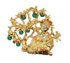 ART Geisha Shamisen Jade & Coral Vintage Costume Figural Pin Brooch - HTF