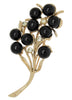 Coro Black Pearls Icy Rhinestones Floral Spray Vintage Figural Pin Brooch