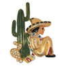 Bauman Massa Mexican Cactus Siesta Pot Metal Figural Pin Brooch - 1940s