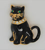 Monet Flow Enamel Gold Plate Black Cat Vintage Costume Figural Pin Brooch