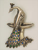 Theda Sterling Peacock Vintage Costume Figural Pin Brooch