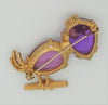 Crow in Purple Vintage Costume Figural Pin Brooch