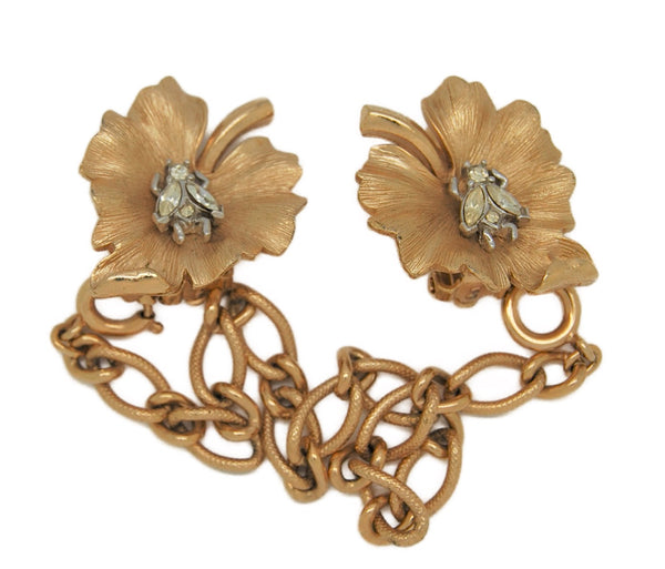 Trifari Lady Bug Leaves Chatelaine Earrings Dress Clips Vintage Brooch Set