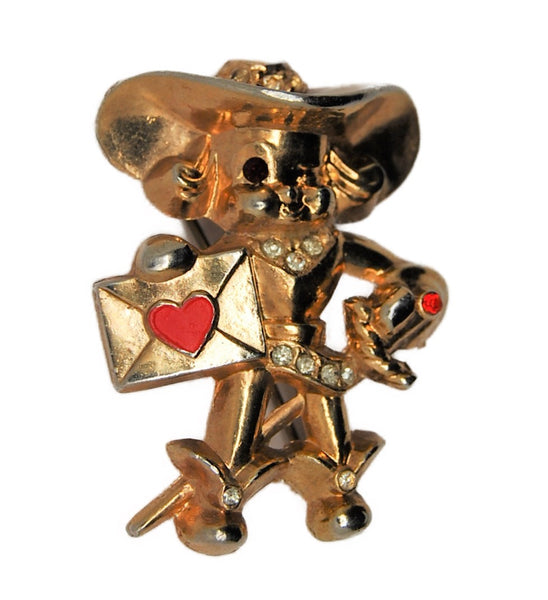 Coro Cyrano Small Series Love Letter Vintage Figural Pin Brooch