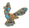 Blue Glass Temple Bird God Vintage Figural Costume Brooch