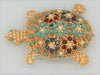 Ciner Multi-Color Floral Turtle Vintage Costume Figural Pin Brooch