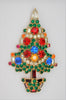 Warner Basket Christmas Candle Tree Rhinestone Vintage Figural Pin Brooch
