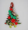 Christmas Tree Holiday Frog & Roses Figural Pin Brooch