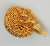 Jeanne Bird Nest Gold Wire Work Hatchlings Vintage Costume Figural Pin Brooch 1950s
