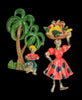 Hollywood Tropical Musician Fruit Carrier Vintage Figural Brooch Set