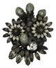 Vendome Half Mourning Greys Floral Pearls Vintage Figural Pin Brooch