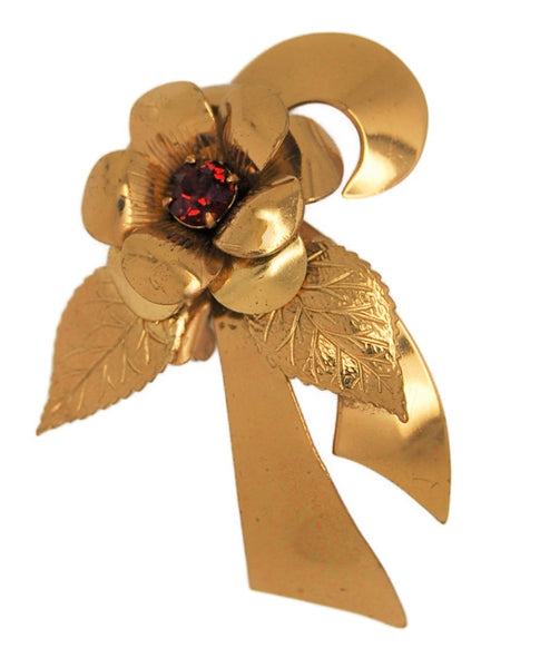 Coro Pegasus Gold Tone Ribbon Floral Vintage Figural Pin Brooch