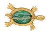 Carnegie Jade Rhinestones Multi-Level Turtle Vintage Figural Pin Brooch