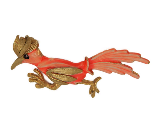 Spunky Little Baby Pink Roadrunner Vintage Figural Pin Brooch