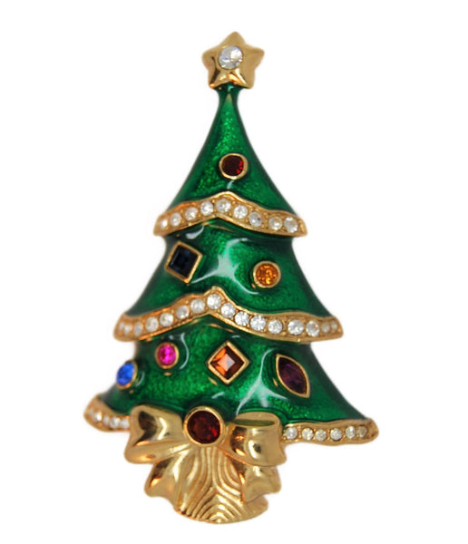 KJL Franklin Mint Christmas Holiday Tree Vintage Figural Pin Brooch - 1997