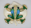 Trifari Frog Lilypad Lucite Jelly Belly Restrike Figural Pin Brooch - 1970s