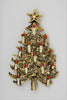 Christmas Candle Gold-Tone Enamel Tree Vintage Figural Pin Brooch