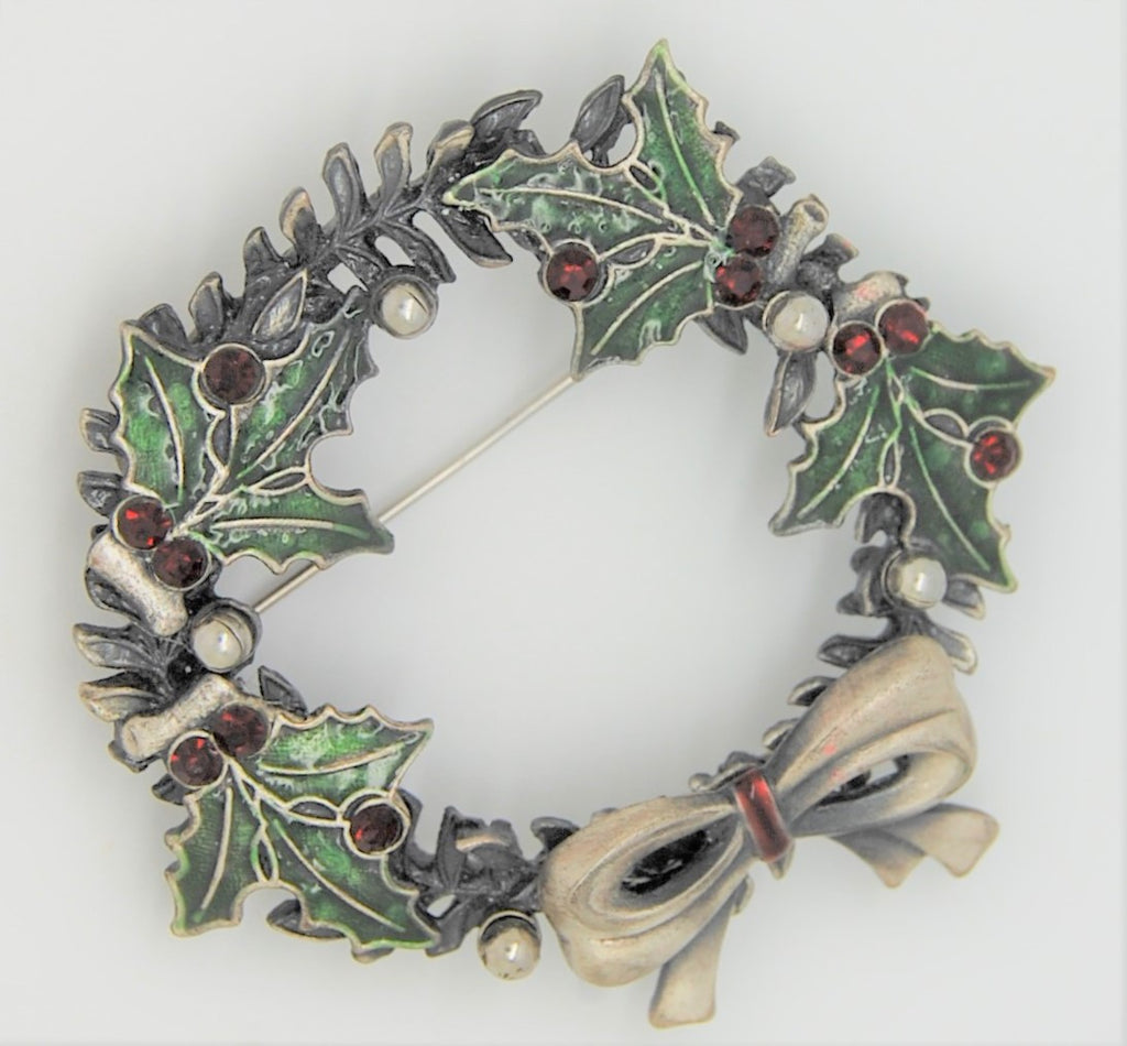 KC Cole Holly Berries Christmas Holiday Vintage Figural Pin Brooch