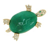 Carnegie Jade Rhinestones Multi-Level Turtle Vintage Figural Pin Brooch